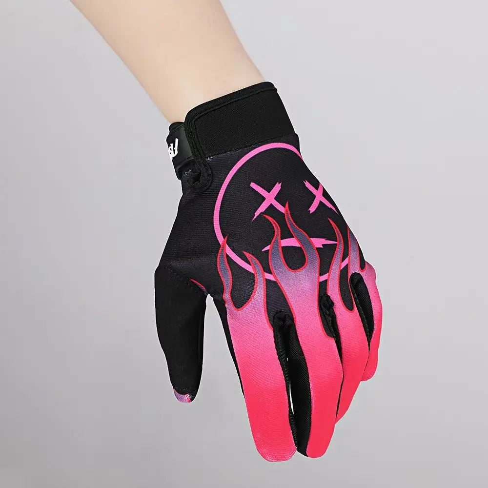 Kids Glitz Donut Wheel Gloves – Colorful Long-Finger Touchscreen Riding Gloves