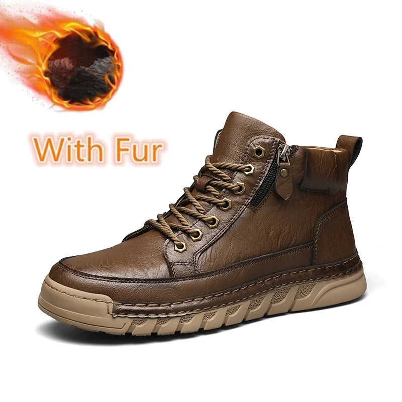 Men's Premium Leather Ankle Boots. Comfortable , Non Slip Footwear - Ghoddosh