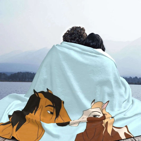 Premium Double-Layer Kids High quality  horse printed  Blanket