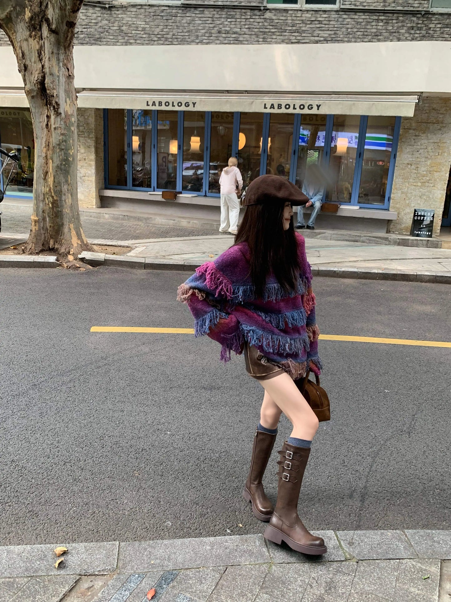 Cowhide Leather Knee-High Riding Boots — Women’s Warm Winter Heels with Belt Buckle - Ghoddosh