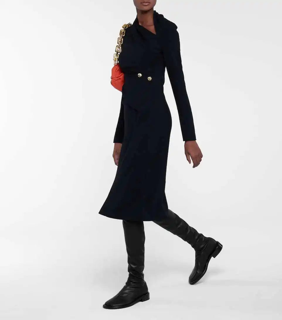 Round Toe Chunky Med Heel Stretch Over-the-knee Boots - Ghoddosh