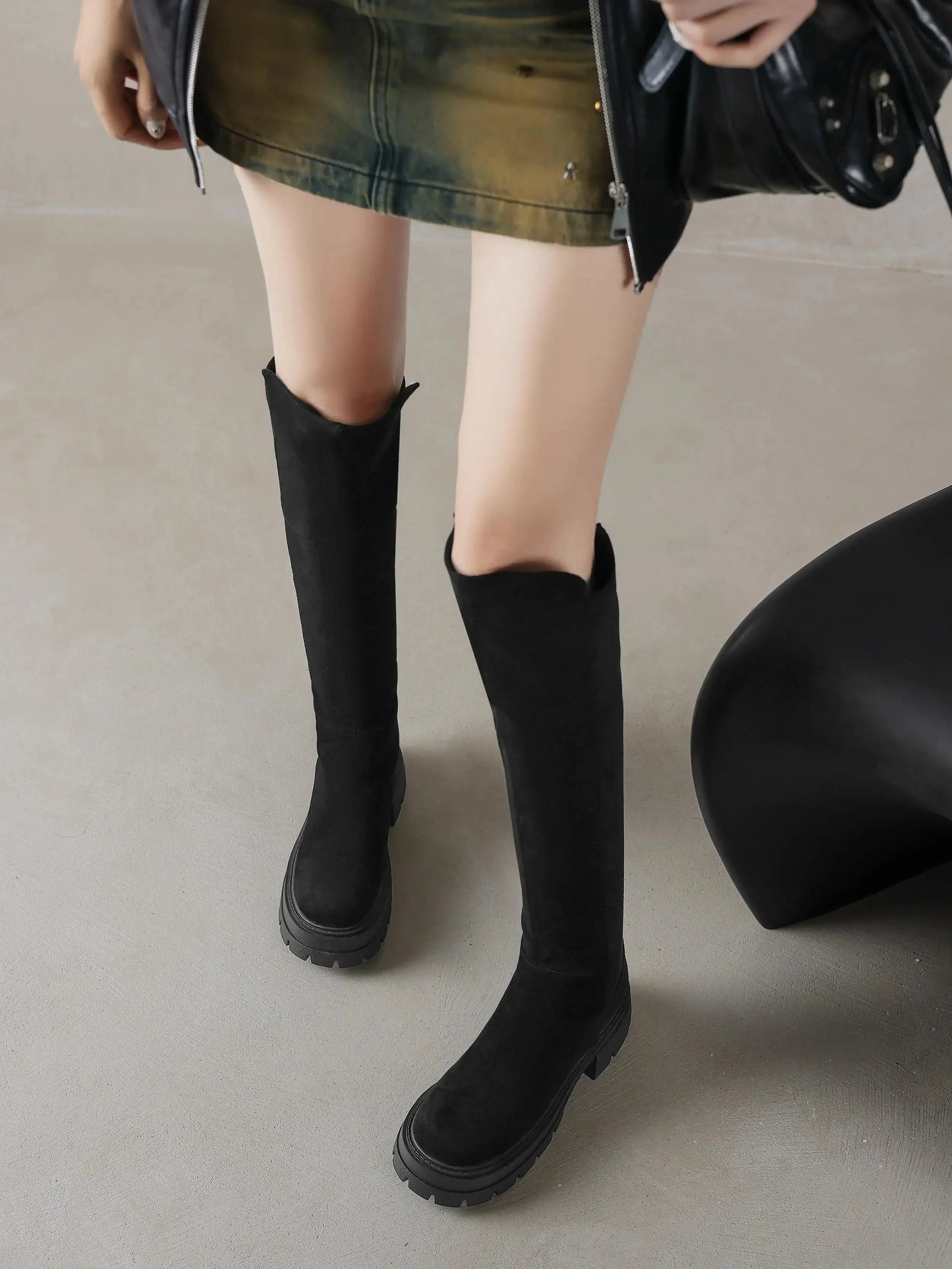 Slip On Elegant Modern Superstars  Over-the-knee Stretch Long Boots - Ghoddosh