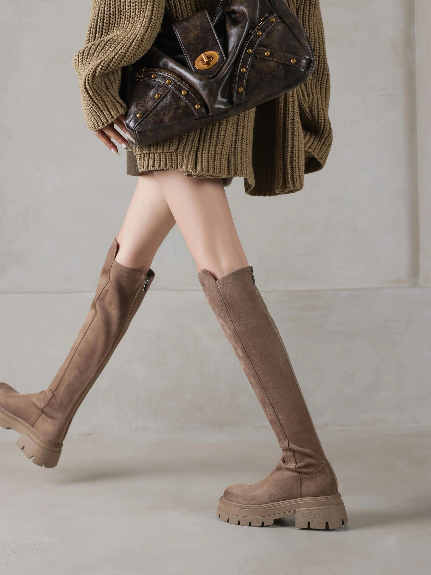 Slip On Elegant Modern Superstars  Over-the-knee Stretch Long Boots - Ghoddosh