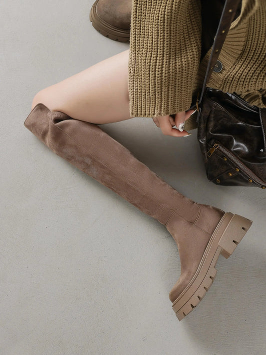Slip On Elegant Modern Superstars  Over-the-knee Stretch Long Boots - Ghoddosh