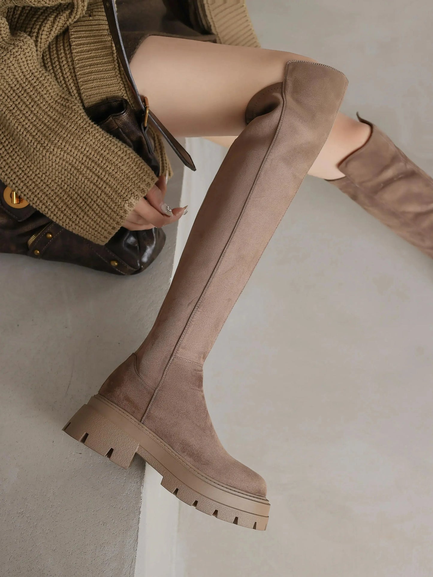 Slip On Elegant Modern Superstars  Over-the-knee Stretch Long Boots - Ghoddosh