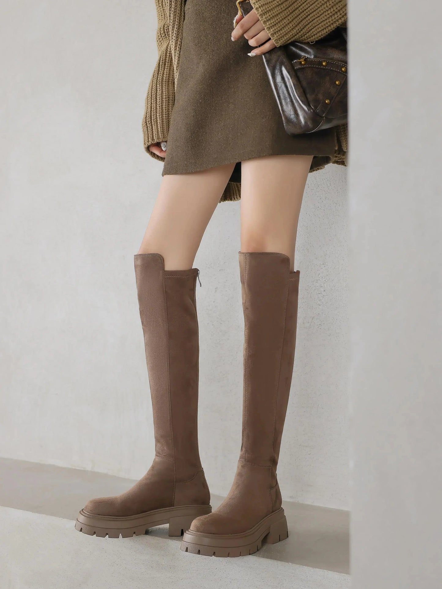 Slip On Elegant Modern Superstars  Over-the-knee Stretch Long Boots - Ghoddosh