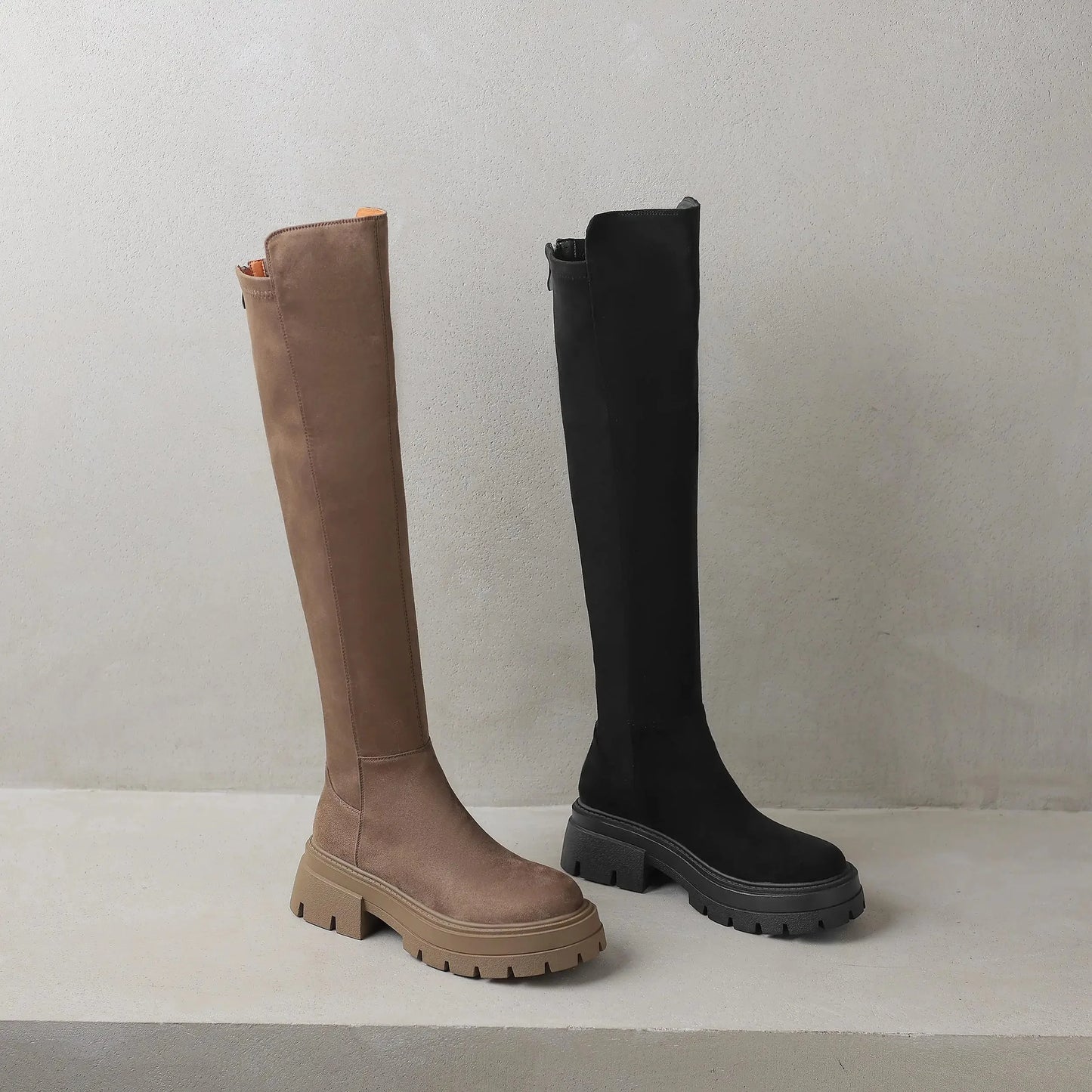 Slip On Elegant Modern Superstars  Over-the-knee Stretch Long Boots - Ghoddosh