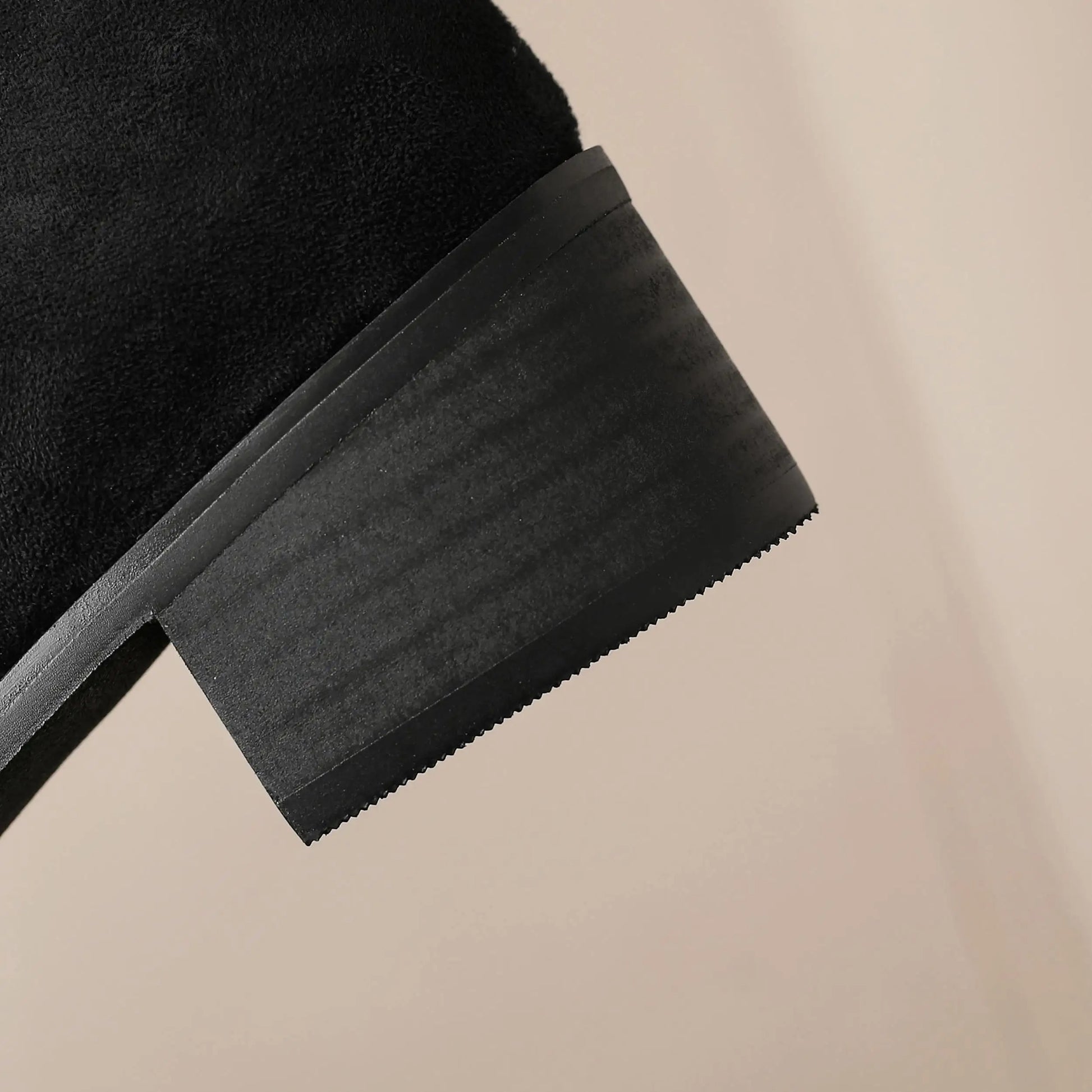 English Style Med Heels Thin Leg Square Toe   , New Stretch Slip on Over-the-knee Boots - Ghoddosh