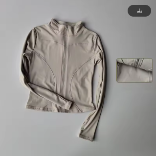 Women's Quick-Dry Zip-Up Fitness Jacket – Slim Fit Long Sleeve Activewear with Stand Collar