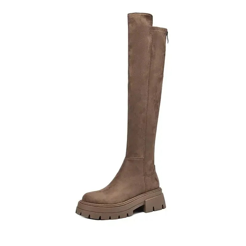 Slip On Elegant Modern Superstars  Over-the-knee Stretch Long Boots - Ghoddosh
