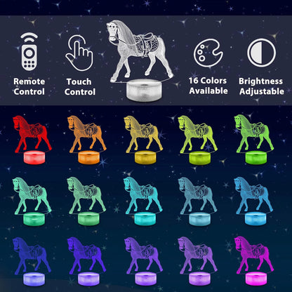 NEW  Horse 3D Night Lamp  Children Bedroom Décor - Ghoddosh