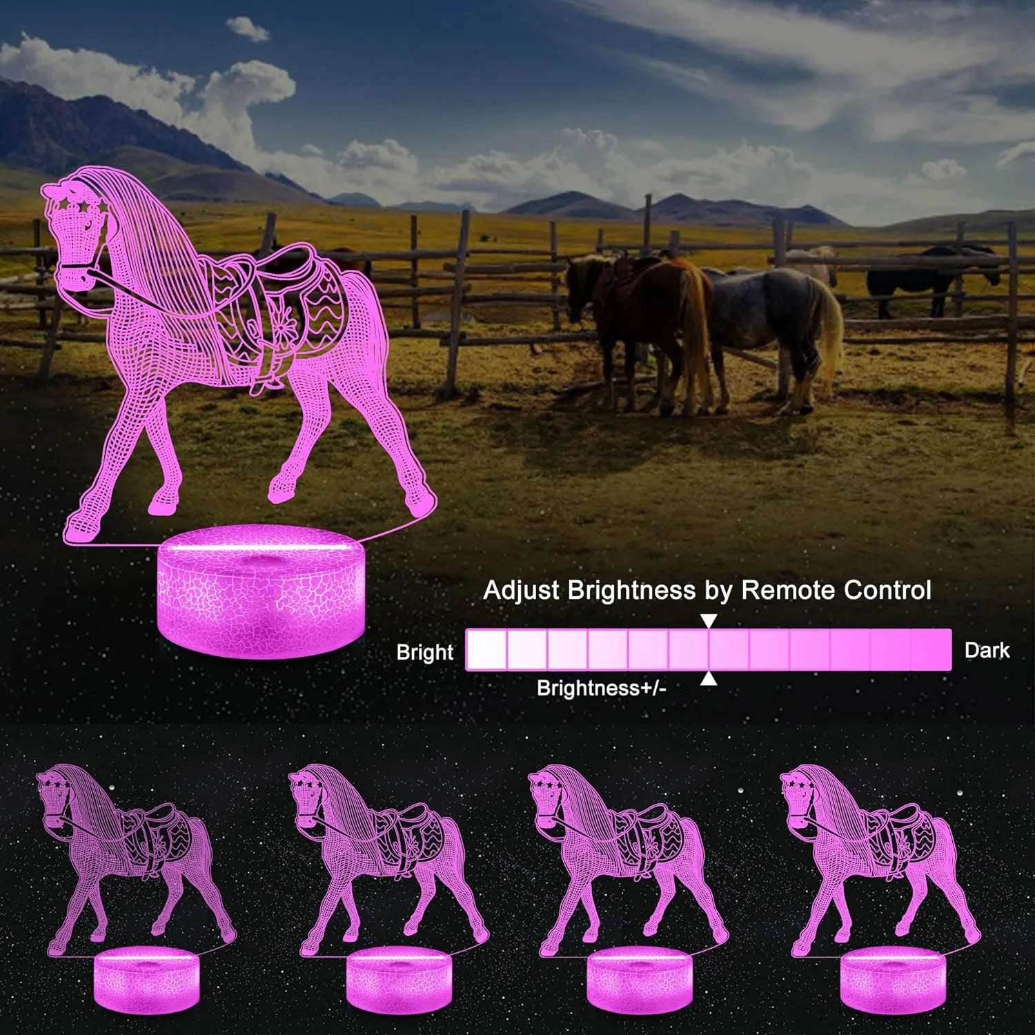 NEW  Horse 3D Night Lamp  Children Bedroom Décor - Ghoddosh