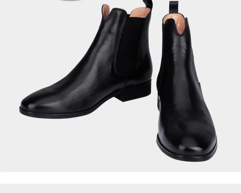 Cowhide Chelsea-Style Riding Boots – Real Leather Ankle Boots for Equestrian & Everyday Wear