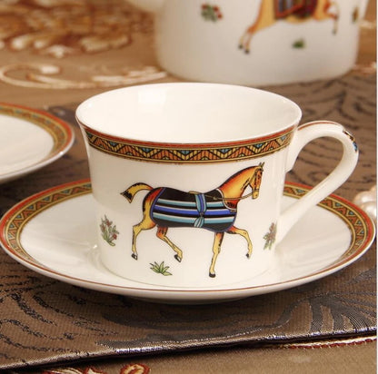 Teacup and saucer with horse design @ghoddosh.com