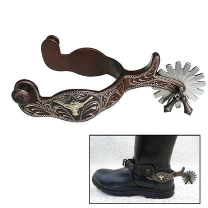 2pcs Horse Riding Bronzed Western Style Spurs with Leather Belt . Ghoddosh
