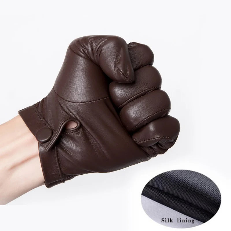 Men's Unlined Luxury Italy Thin Leather Wrist Gloves  / Mobile Friendly . Ghoddosh