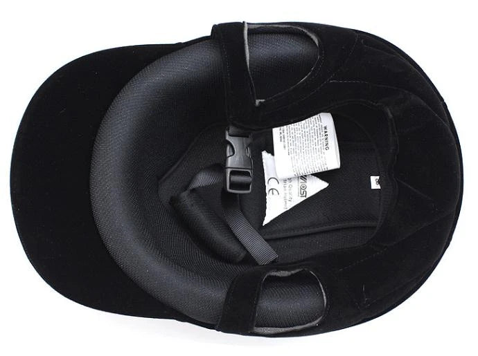 Black riding helmet with a silver stripe on a white background 
@ ghoddosh.com