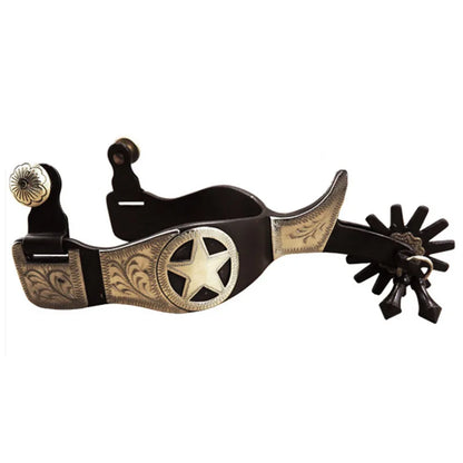 2pcs Horse Riding Bronzed Western Style Spurs with Leather Belt . Ghoddosh