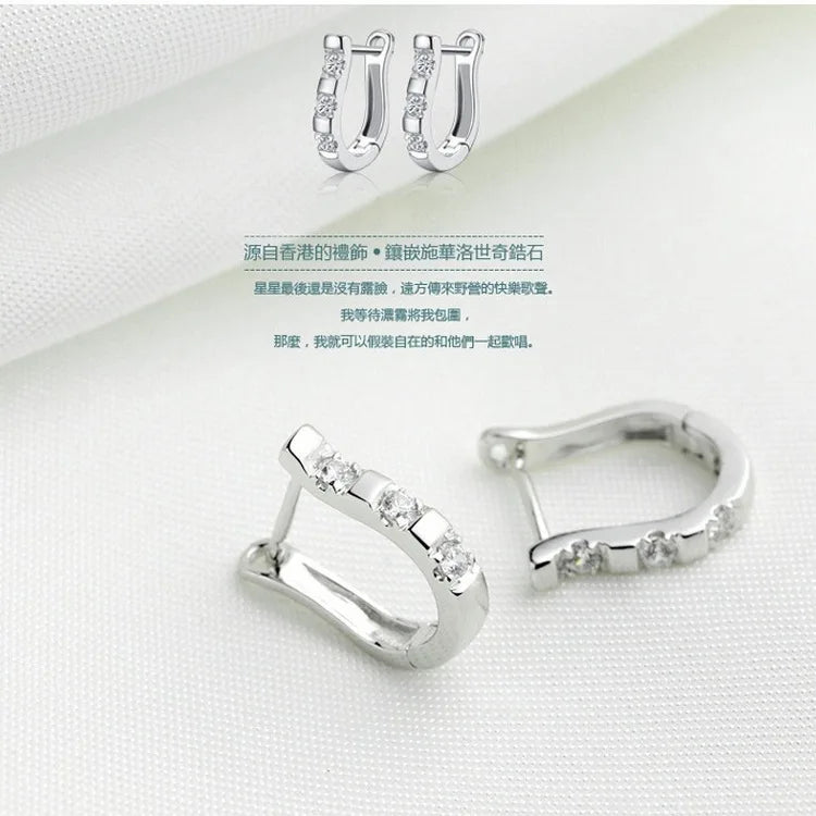 925 Sterling Silver Horseshoe Stud Earrings with Zircon - Equestrian Jewelry for Women @ ghoddosh.com