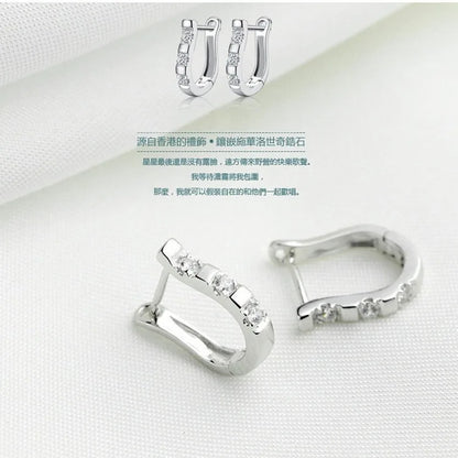 925 Sterling Silver Horseshoe Stud Earrings with Zircon - Equestrian Jewelry for Women @ ghoddosh.com