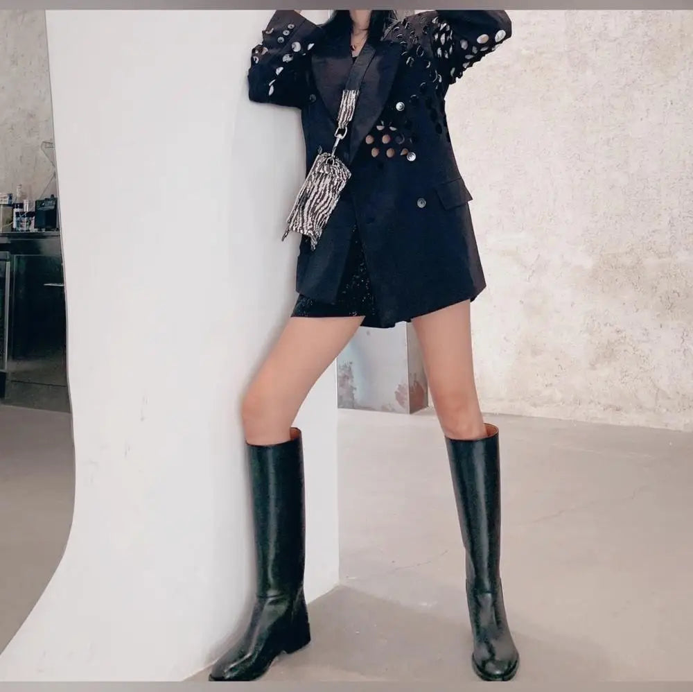 Women Equestrian Knee High Long Boots / Soft Pu Leather  Winter Horse Riding Long Boots @ghoddosh.com