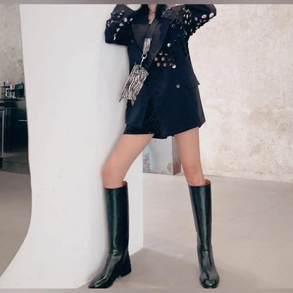 Women Equestrian Knee High Long Boots / Soft Pu Leather  Winter Horse Riding Long Boots @ghoddosh.com