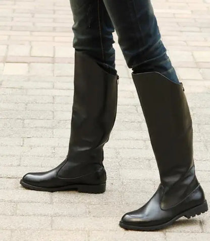 Men's Tall Leather Equestrian Boots – Knee-High Military Parade Riding Footwear @ ghoddosh.com