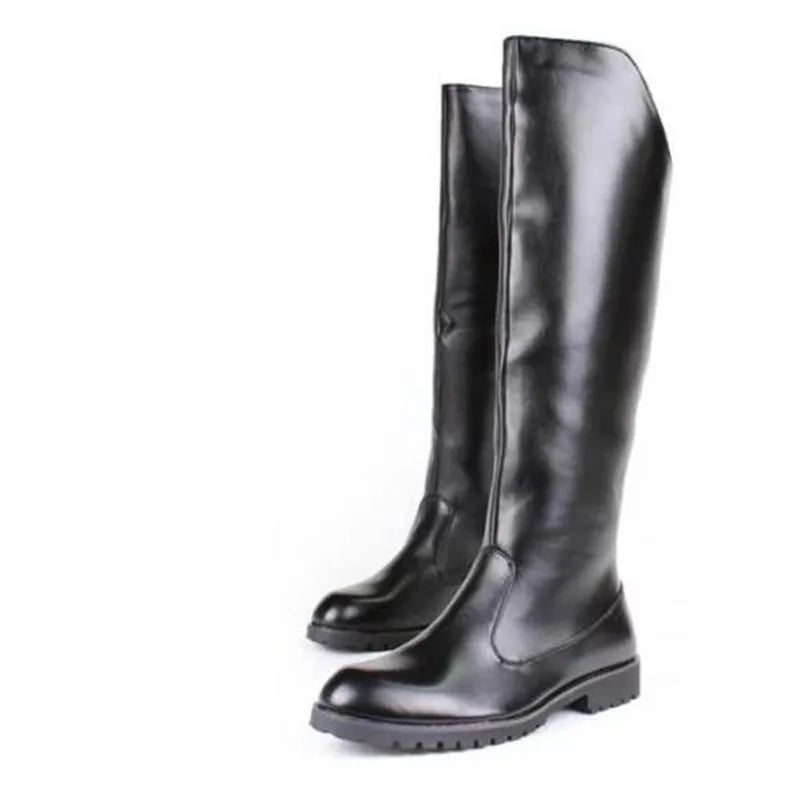 Men's Tall Leather Equestrian Boots – Knee-High Military Parade Riding Footwear @ ghoddosh.com