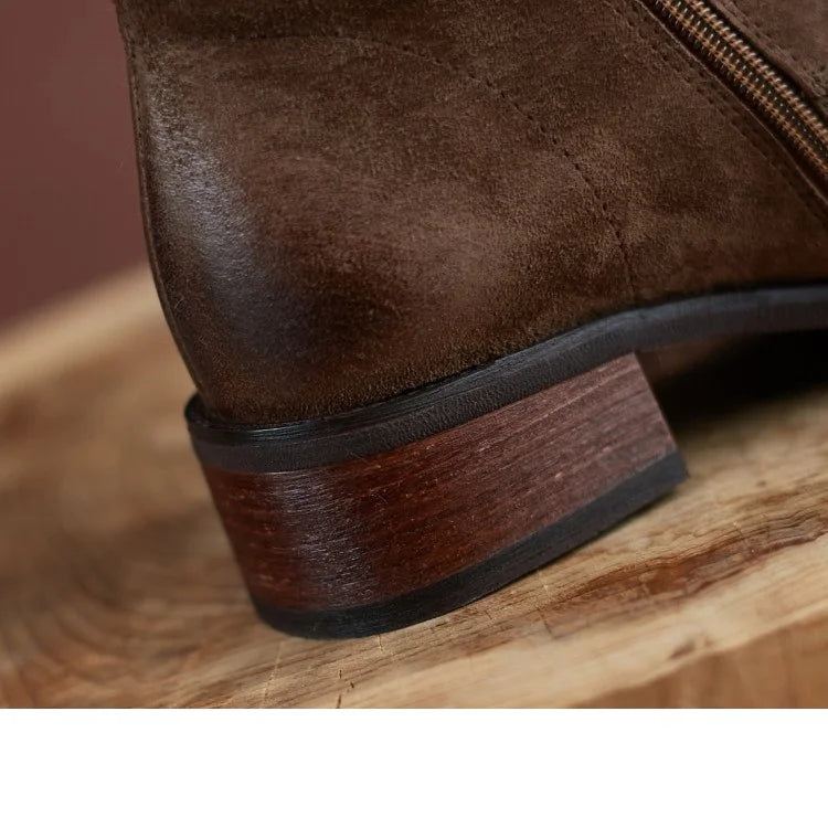 Genuine Leather  Women Retro Lace Ankle Boots for Women - Ghoddosh