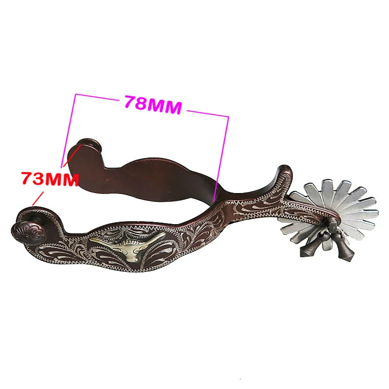 2pcs Horse Riding Bronzed Western Style Spurs with Leather Belt . Ghoddosh