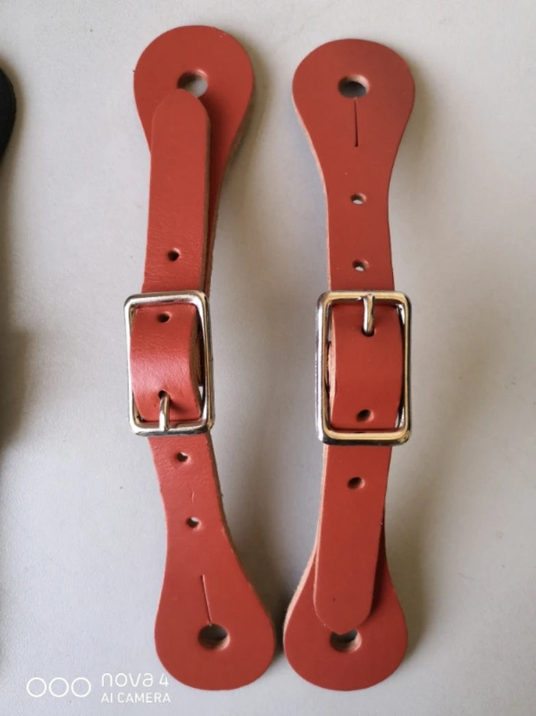 2pcs Horse Riding Bronzed Western Style Spurs with Leather Belt . Ghoddosh