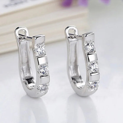 925 Sterling Silver Horseshoe Stud Earrings with Zircon - Equestrian Jewelry for Women @ ghoddosh.com