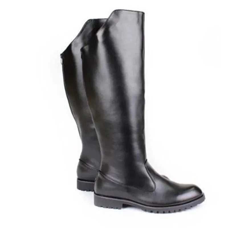 Men's Tall Leather Equestrian Boots – Knee-High Military Parade Riding Footwear @ ghoddosh.com