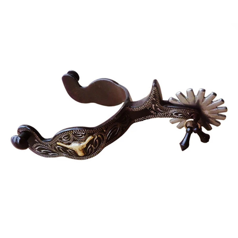 2pcs Horse Riding Bronzed Western Style Spurs with Leather Belt . Ghoddosh