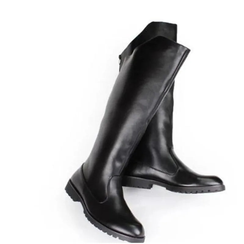 Men's Tall Leather Equestrian Boots – Knee-High Military Parade Riding Footwear @ ghoddosh.com