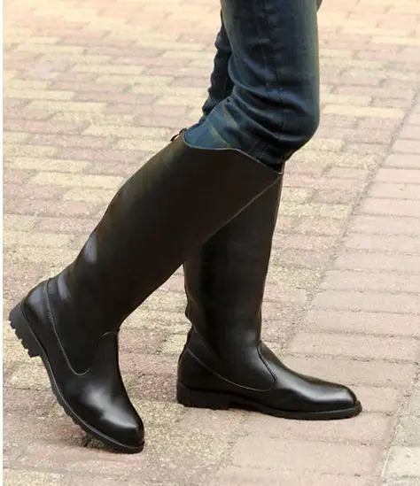Men's Tall Leather Equestrian Boots – Knee-High Military Parade Riding Footwear @ ghoddosh.com