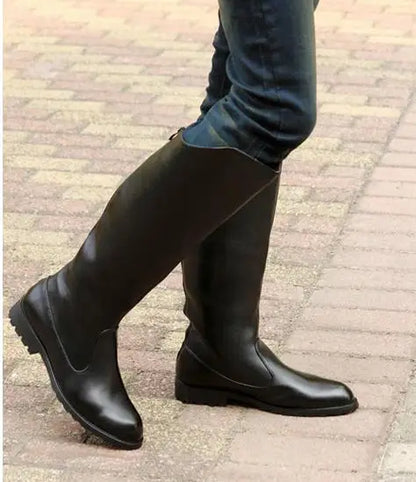 Men's Tall Leather Equestrian Boots – Knee-High Military Parade Riding Footwear @ ghoddosh.com