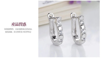 925 Sterling Silver Horseshoe Stud Earrings with Zircon - Equestrian Jewelry for Women @ ghoddosh.com