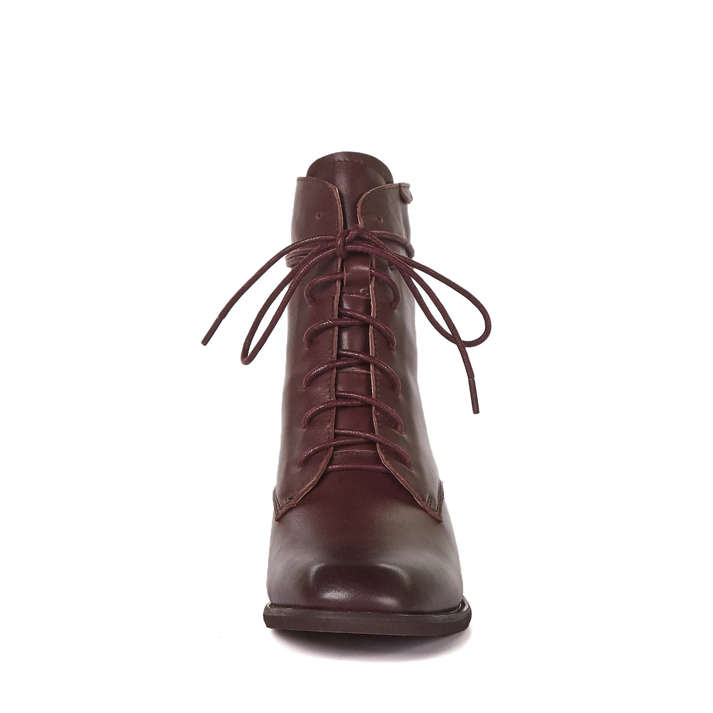 Cow Leather Lace Up Vintage Round Toe  / Low Heels Lady Ankle Boots - Ghoddosh