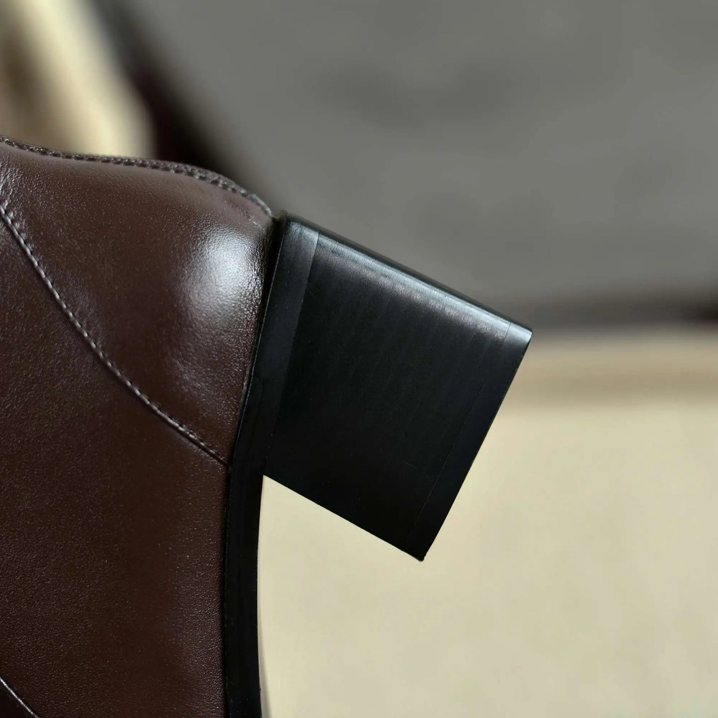 Cow Leather High Heels Square Toe Winter  Ankle Boots - Ghoddosh