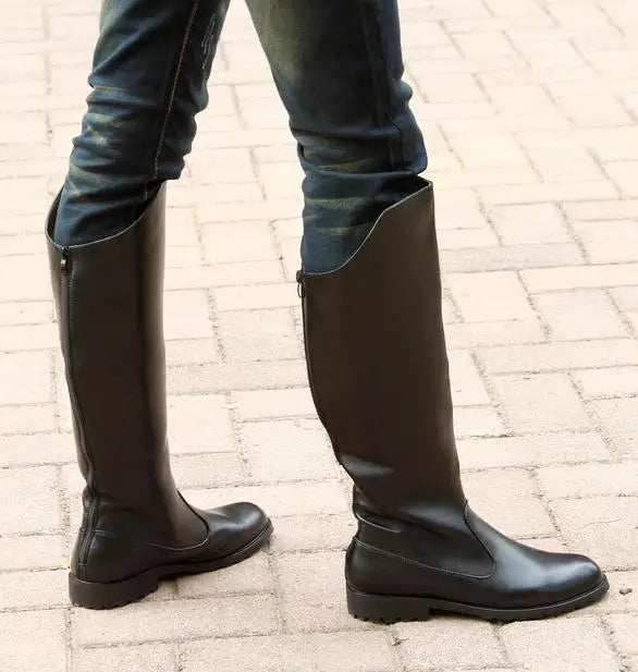 Men's Tall Leather Equestrian Boots – Knee-High Military Parade Riding Footwear @ ghoddosh.com