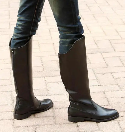 Men's Tall Leather Equestrian Boots – Knee-High Military Parade Riding Footwear @ ghoddosh.com