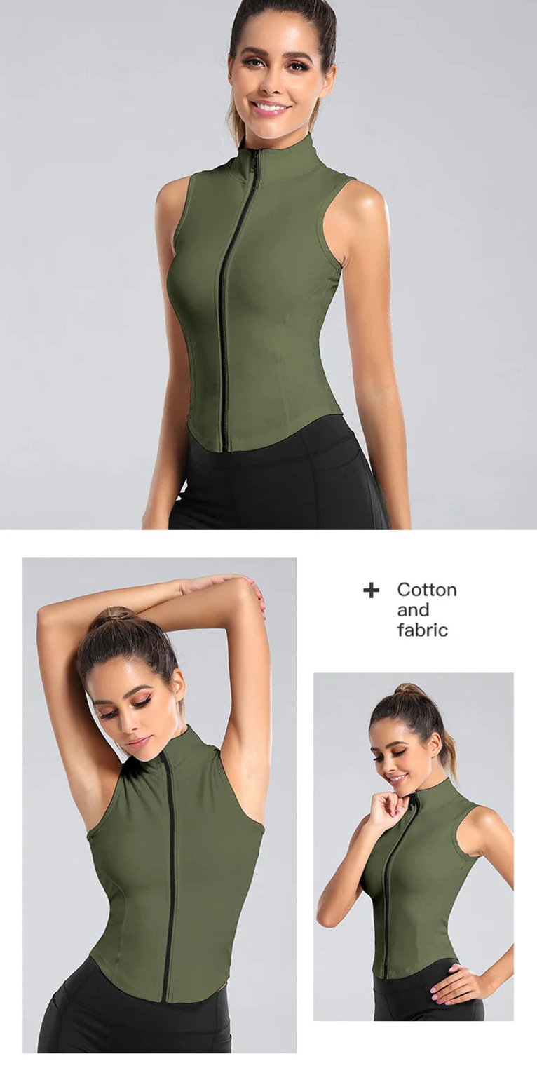 Women's High-Neck Zip-Up Equestrian Vest | Sleeveless Riding & Training Top @ ghoddosh.com