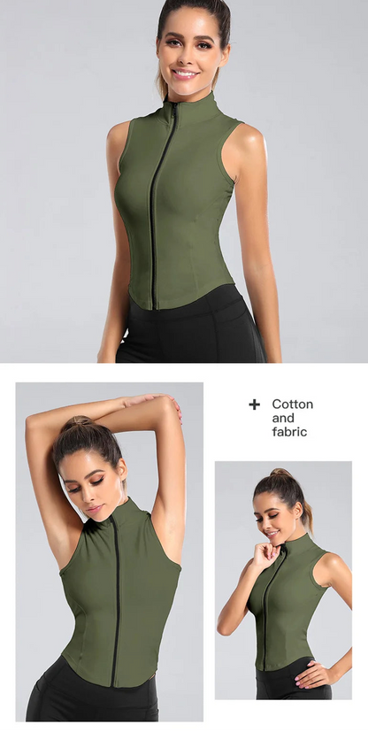 Women's High-Neck Zip-Up Equestrian Vest | Sleeveless Riding & Training Top @ ghoddosh.com