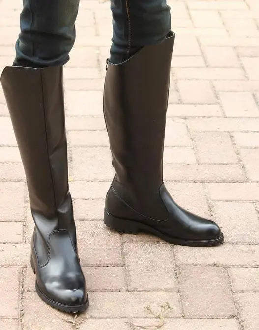 Men's Tall Leather Equestrian Boots – Knee-High Military Parade Riding Footwear @ ghoddosh.com