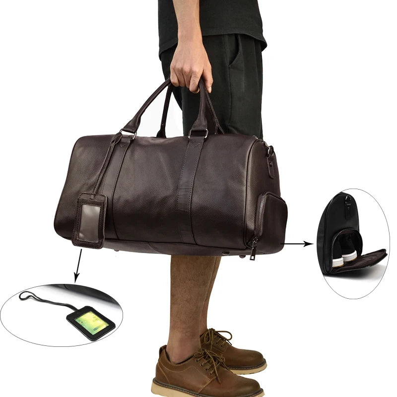 Luxury Genuine cow Leather Equipment Travel Bag - Ghoddosh 