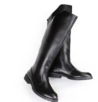 Men's Tall Leather Equestrian Boots – Knee-High Military Parade Riding Footwear @ ghoddosh.com
