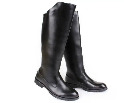 Men's Tall Leather Equestrian Boots – Knee-High Military Parade Riding Footwear @ ghoddosh.com