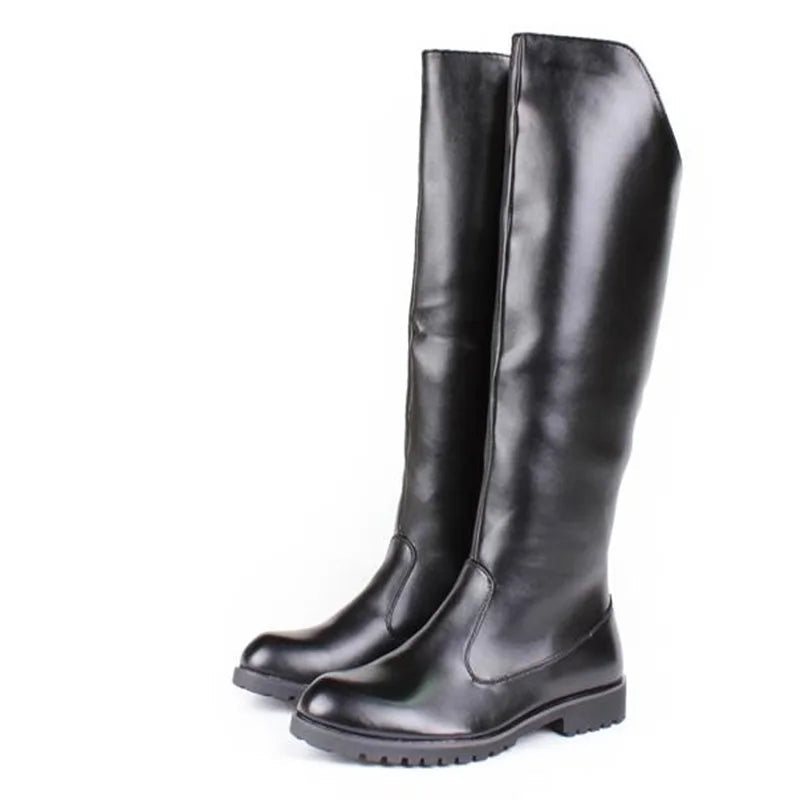 Men's Tall Leather Equestrian Boots – Knee-High Military Parade Riding Footwear @ ghoddosh.com