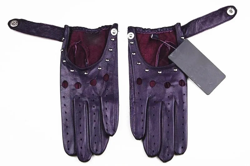  Equestrian Summer  Women's  Leather Gloves / Unlined Fashion Hollow Out Style . Ghoddosh